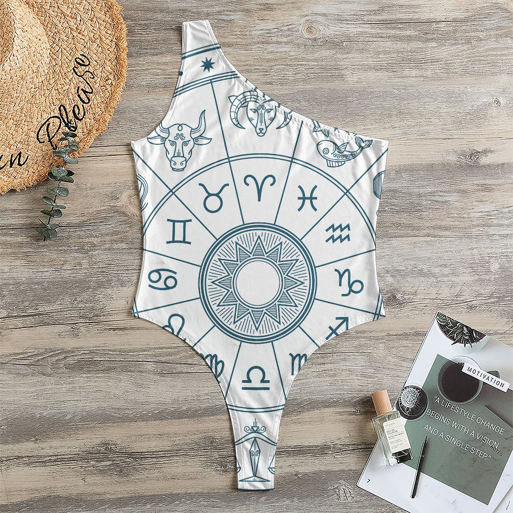 Zodiac Astrology Signs Print One Shoulder Bodysuit