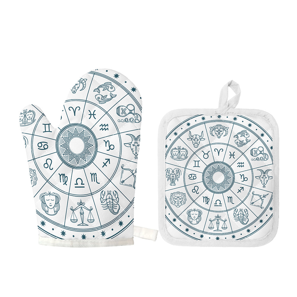 Zodiac Astrology Signs Print Oven Mitt And Pot Holder Set