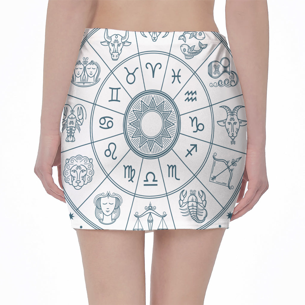 Zodiac Astrology Signs Print Pencil Mini Skirt