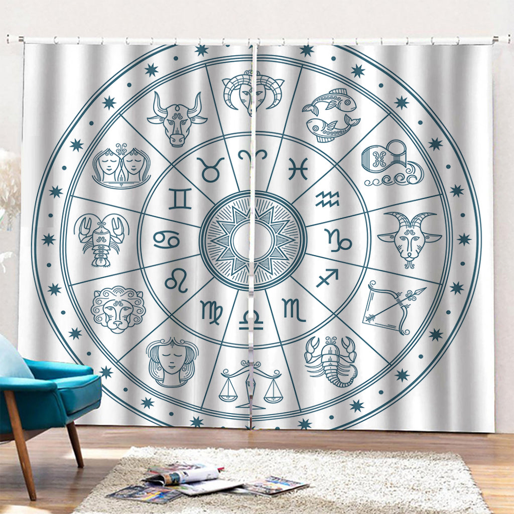 Zodiac Astrology Signs Print Pencil Pleat Curtains