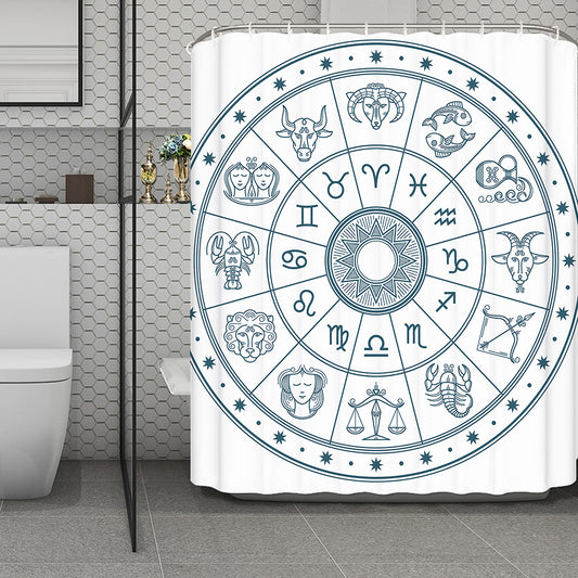 Zodiac Astrology Signs Print Polyester Shower Curtain