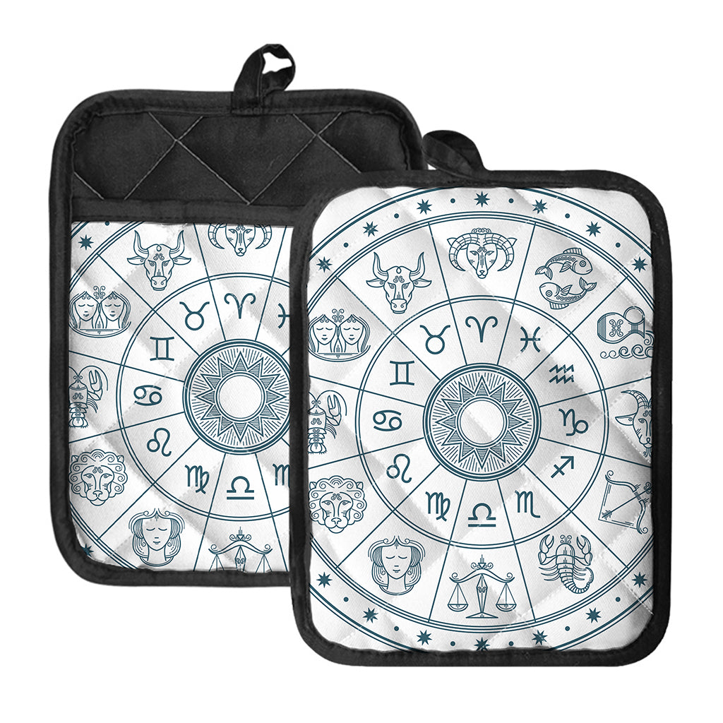 Zodiac Astrology Signs Print Pot Holders With Pocket