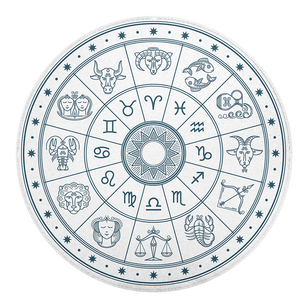 Zodiac Astrology Signs Print Round Blanket