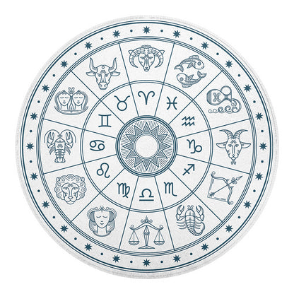 Zodiac Astrology Signs Print Round Blanket
