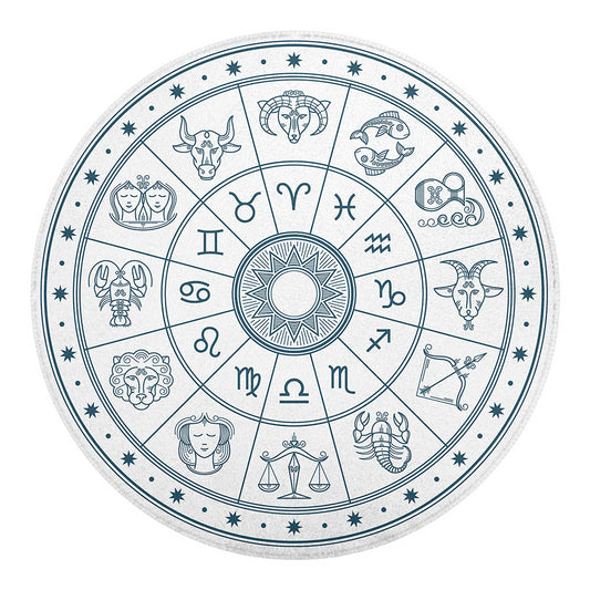 Zodiac Astrology Signs Print Round Blanket