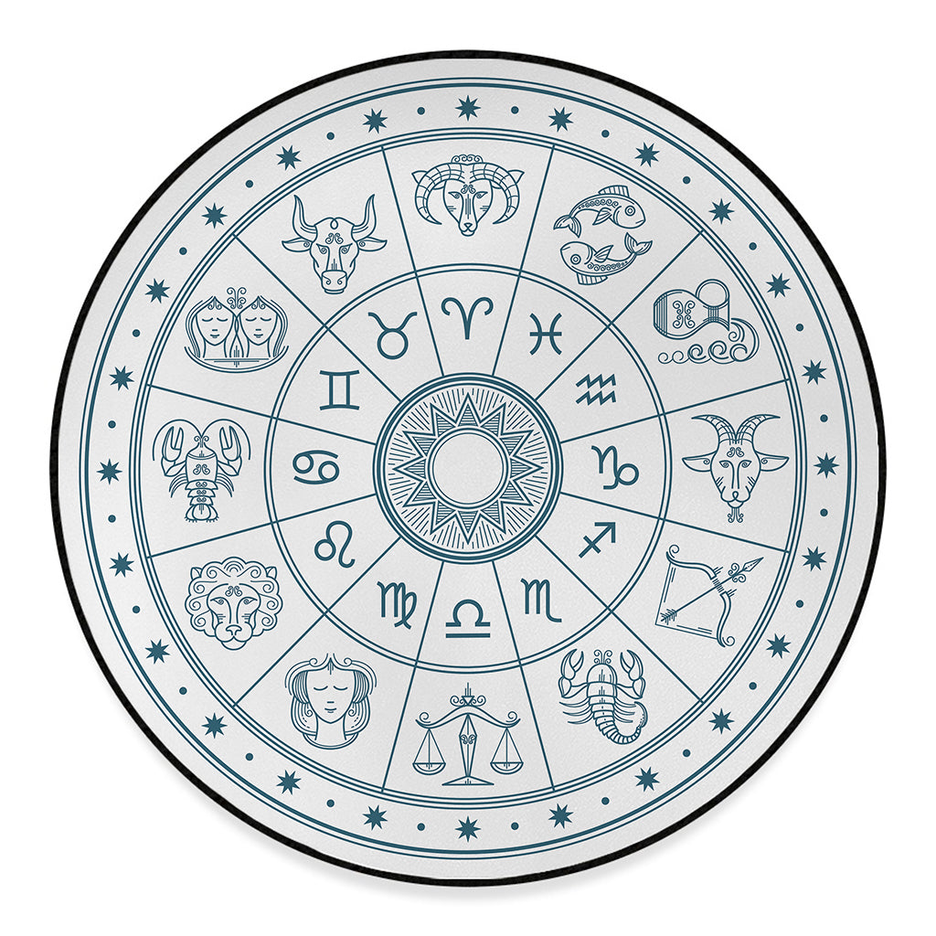 Zodiac Astrology Signs Print Round Floor Mat