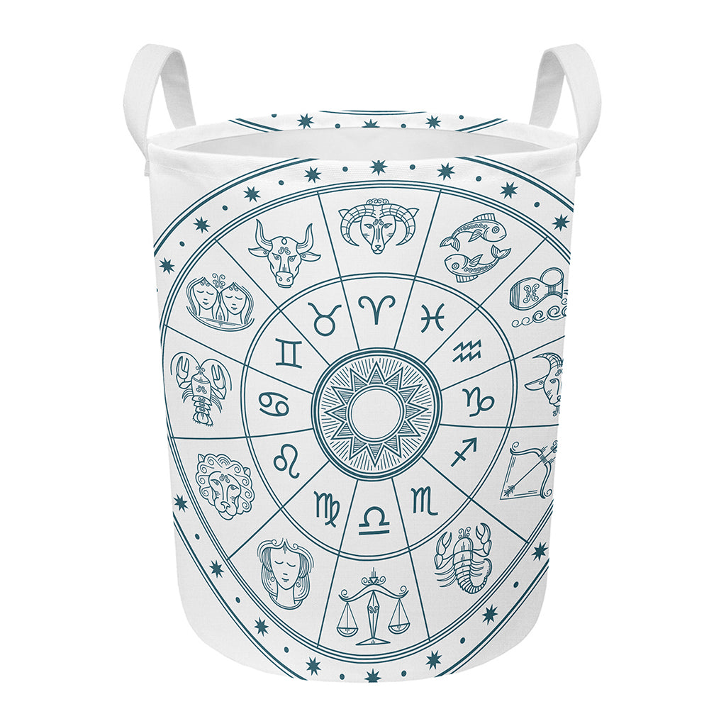 Zodiac Astrology Signs Print Round Laundry Basket