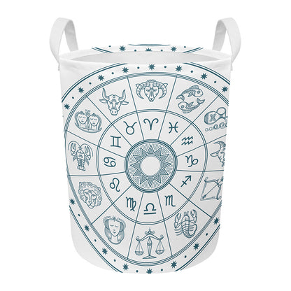 Zodiac Astrology Signs Print Round Laundry Basket