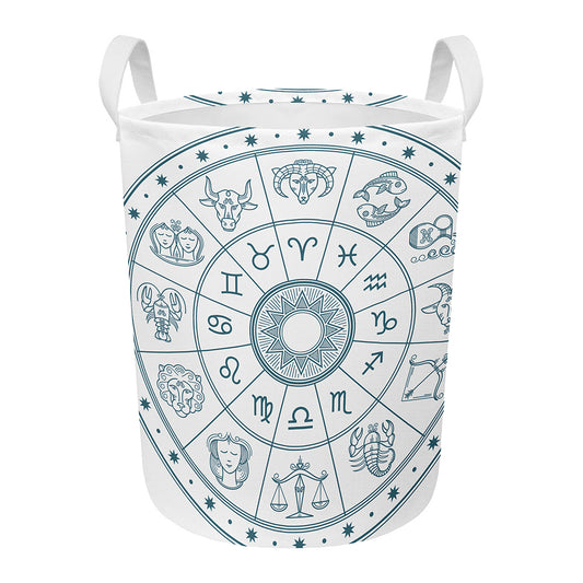 Zodiac Astrology Signs Print Round Laundry Basket