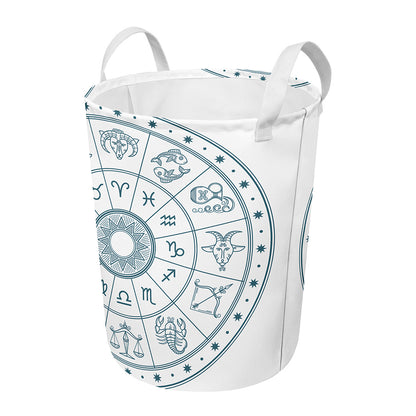 Zodiac Astrology Signs Print Round Laundry Basket