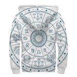 Zodiac Astrology Signs Print Sherpa Lined Zip Up Hoodie