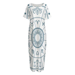 Zodiac Astrology Signs Print Short Sleeve Long Nightdress