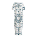 Zodiac Astrology Signs Print Short Sleeve Long Nightdress