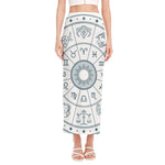 Zodiac Astrology Signs Print Side Slit Maxi Skirt
