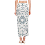 Zodiac Astrology Signs Print Side Slit Maxi Skirt