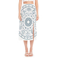 Zodiac Astrology Signs Print Side Slit Midi Skirt
