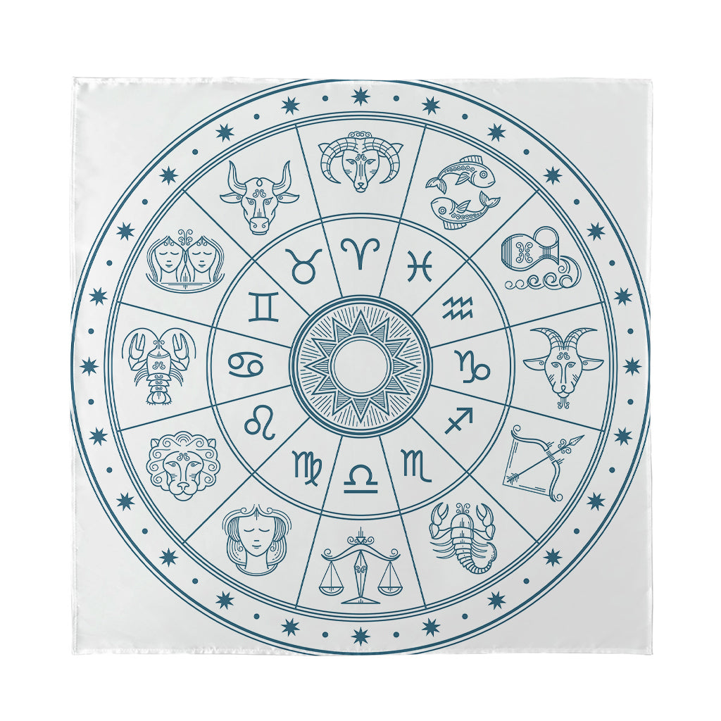 Zodiac Astrology Signs Print Silk Bandana