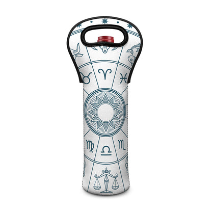 Zodiac Astrology Signs Print Single Neoprene Wine Tote