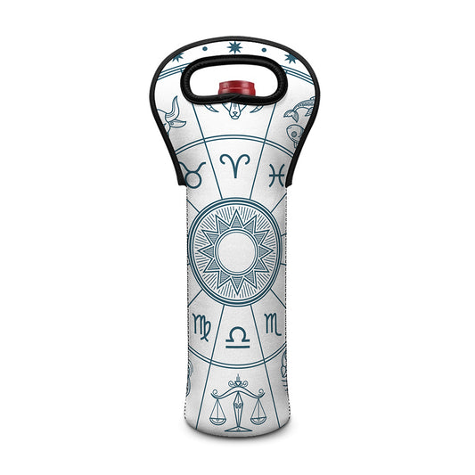 Zodiac Astrology Signs Print Single Neoprene Wine Tote