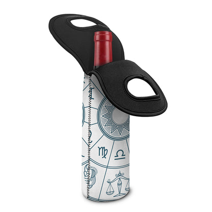 Zodiac Astrology Signs Print Single Neoprene Wine Tote