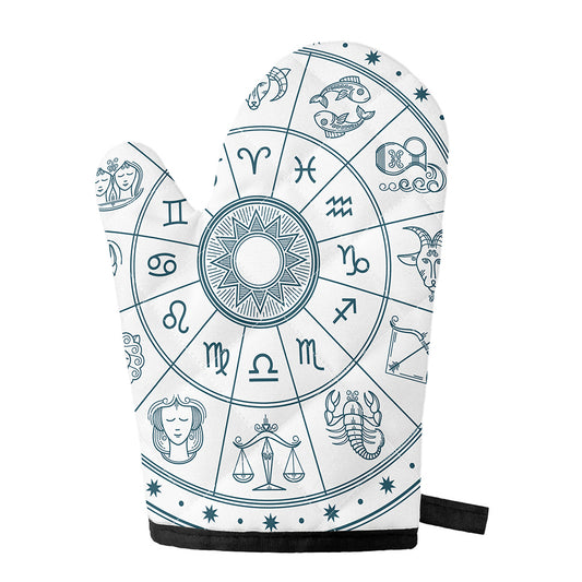 Zodiac Astrology Signs Print Single Oven Mitt