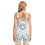 Zodiac Astrology Signs Print Sleeveless One Piece Swimsuit