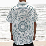 Zodiac Astrology Signs Print Textured Short Sleeve Shirt