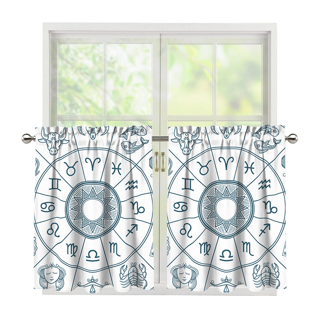 Zodiac Astrology Signs Print Tier Curtains