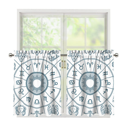 Zodiac Astrology Signs Print Tier Curtains