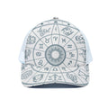 Zodiac Astrology Signs Print White Mesh Trucker Hat