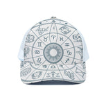 Zodiac Astrology Signs Print White Mesh Trucker Cap