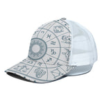 Zodiac Astrology Signs Print White Mesh Trucker Cap