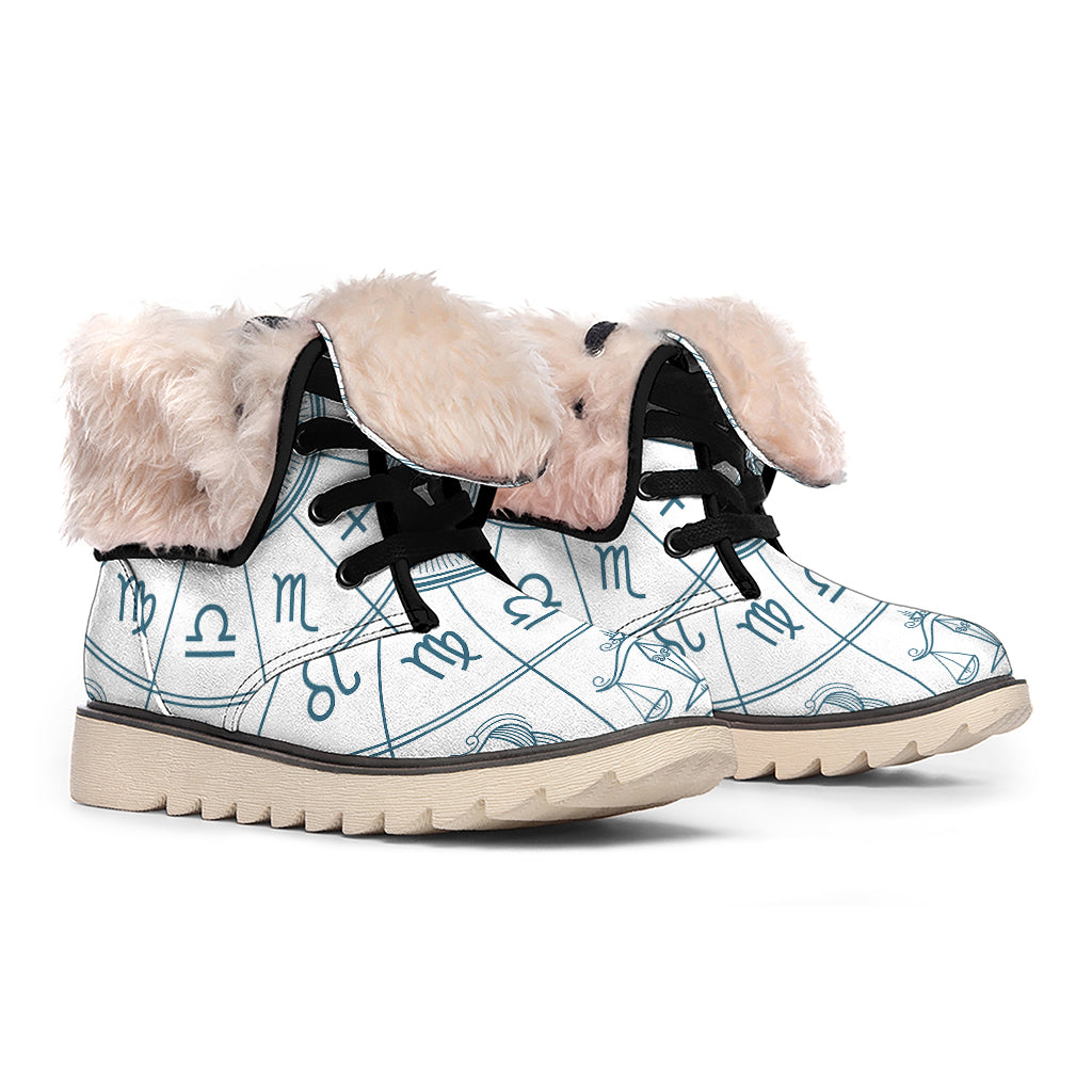 Zodiac Astrology Signs Print Winter Boots