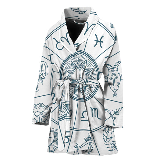 Zodiac Astrology Signs Print Women's Bathrobe