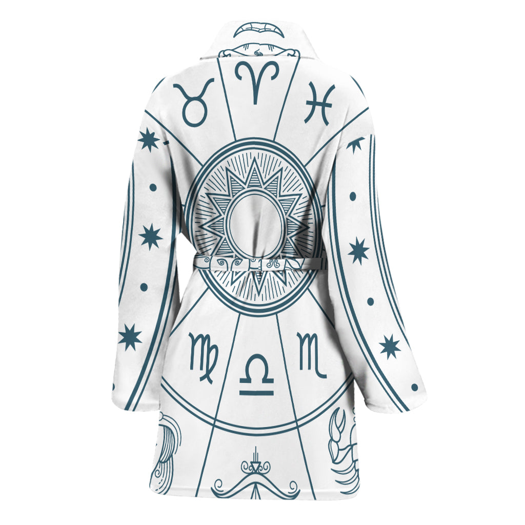 Zodiac Astrology Signs Print Women's Bathrobe