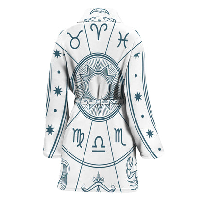 Zodiac Astrology Signs Print Women's Bathrobe