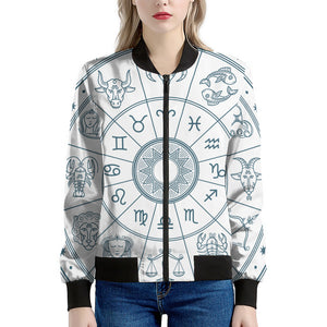 Zodiac Astrology Signs Print Women's Bomber Jacket