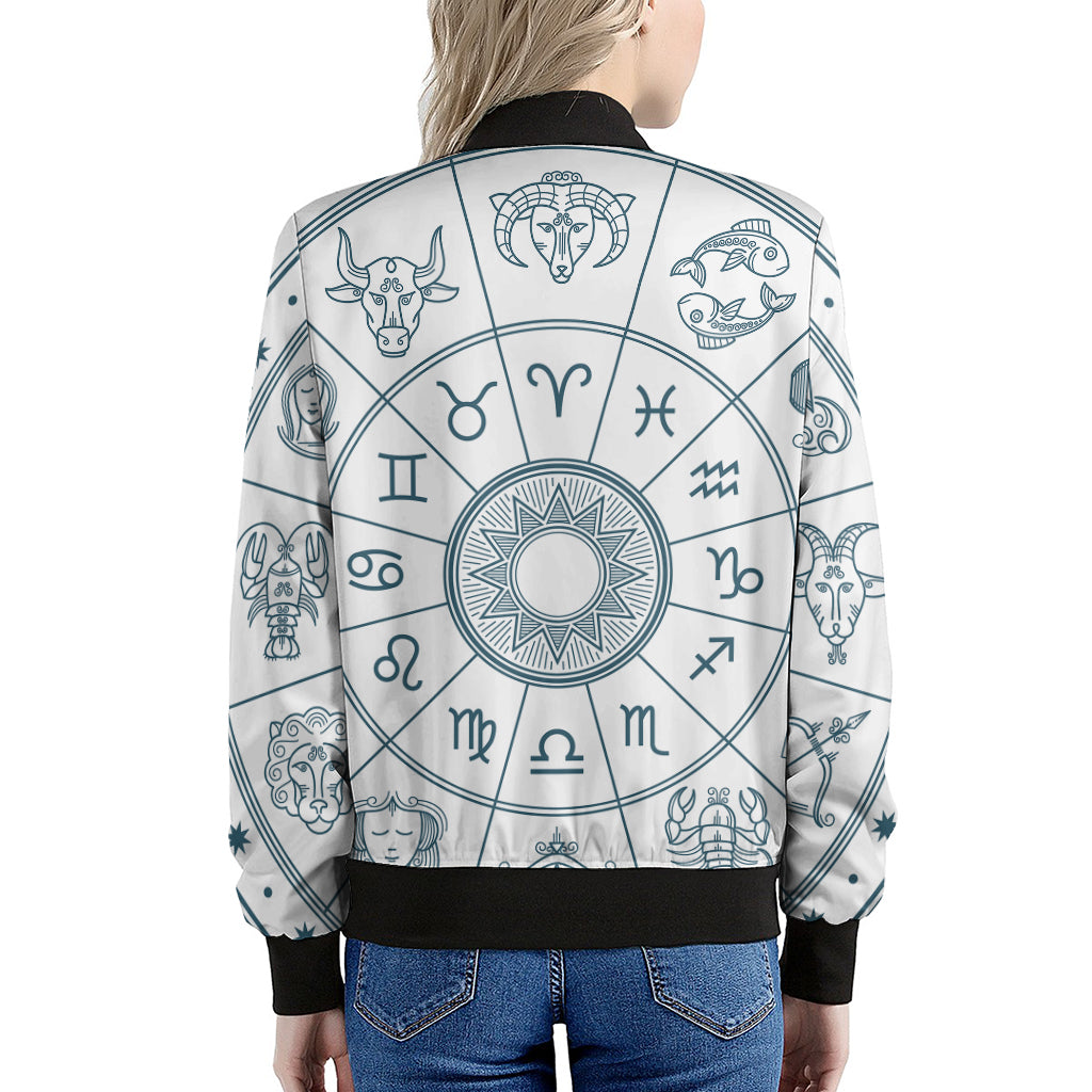 Zodiac Astrology Signs Print Women's Bomber Jacket