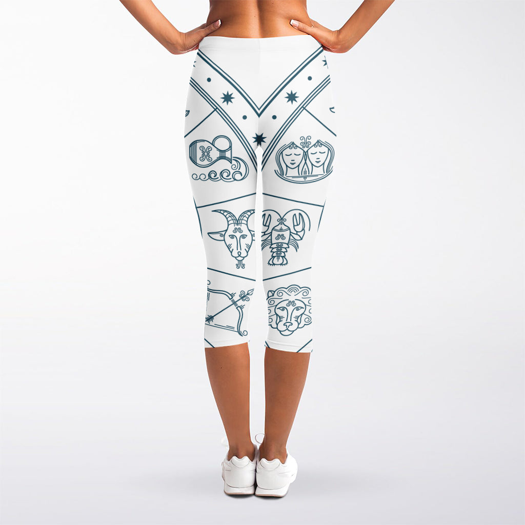 Zodiac Astrology Signs Print Women's Capri Leggings