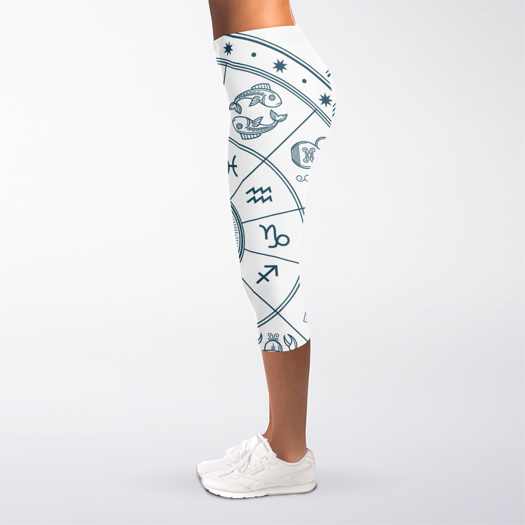 Zodiac Astrology Signs Print Women's Capri Leggings