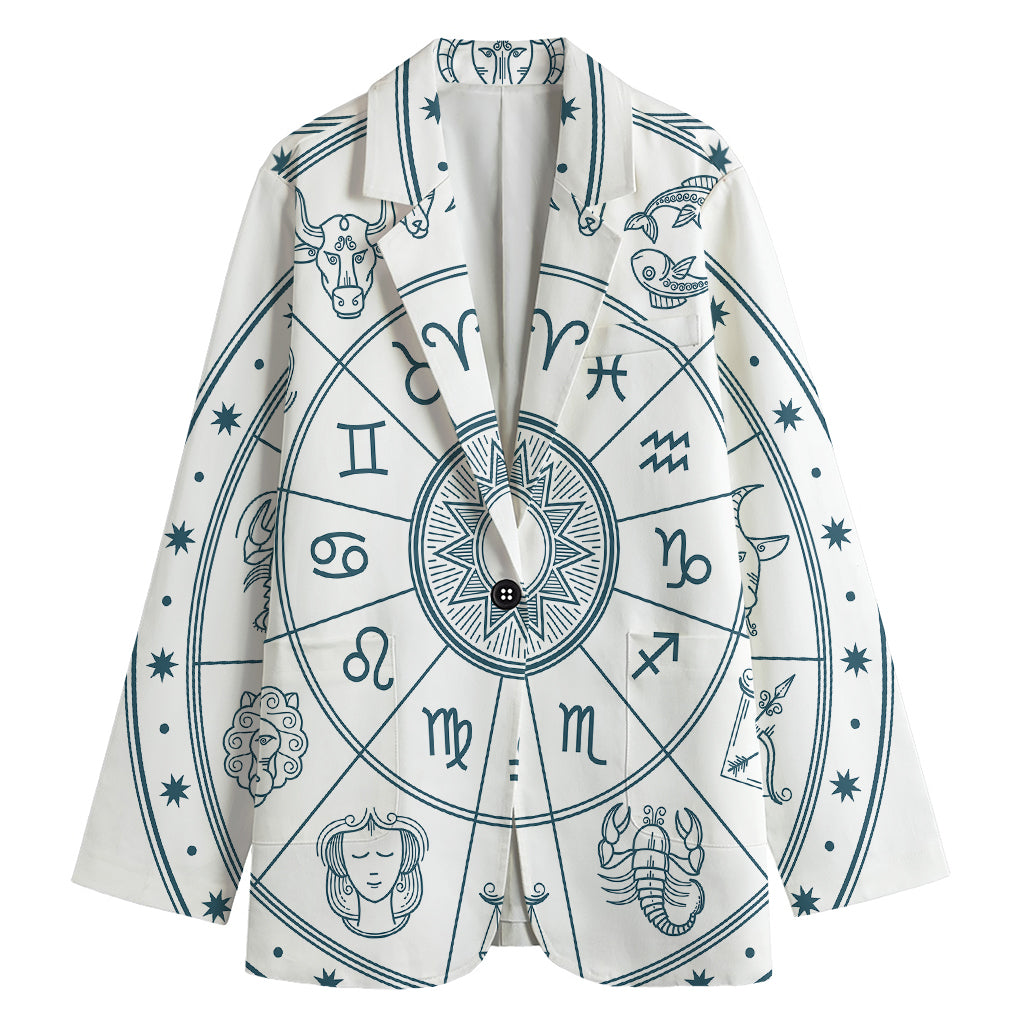 Zodiac Astrology Signs Print Women's Cotton Blazer