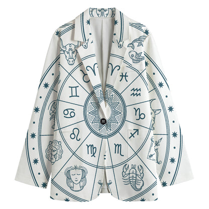 Zodiac Astrology Signs Print Women's Cotton Blazer
