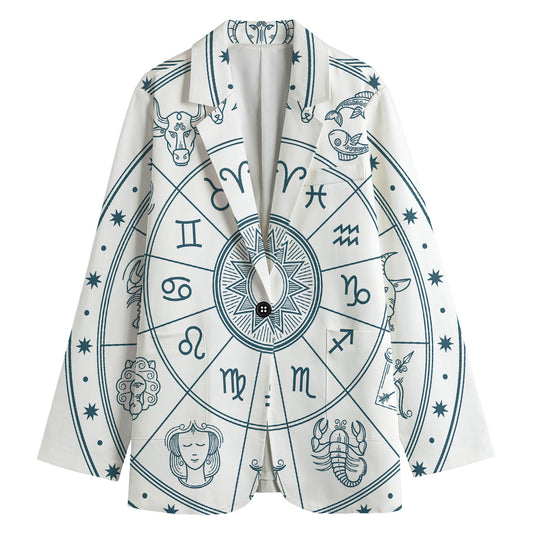 Zodiac Astrology Signs Print Women's Cotton Blazer