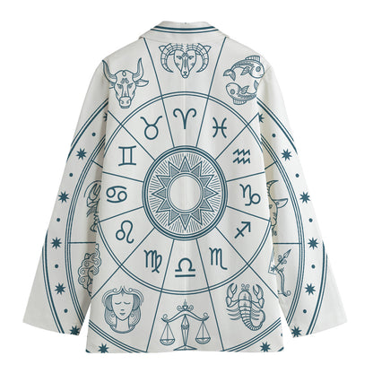Zodiac Astrology Signs Print Women's Cotton Blazer
