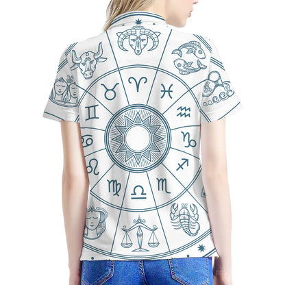 Zodiac Astrology Signs Print Women's Polo Shirt