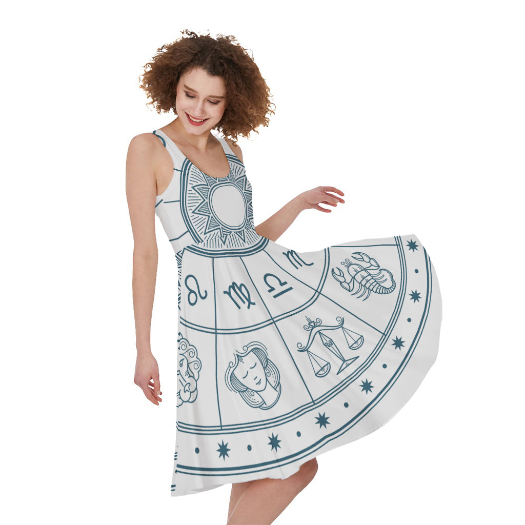 Zodiac Astrology Signs Print Women's Sleeveless Dress