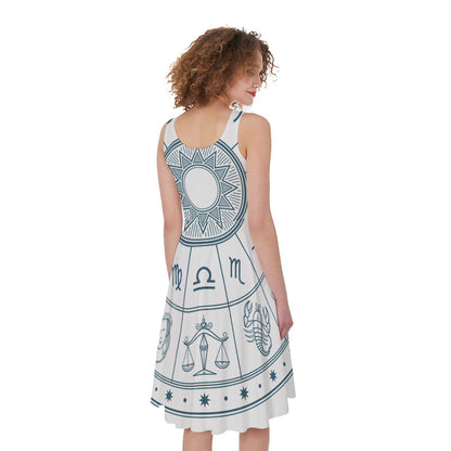 Zodiac Astrology Signs Print Women's Sleeveless Dress