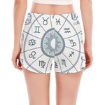 Zodiac Astrology Signs Print Women's Split Running Shorts