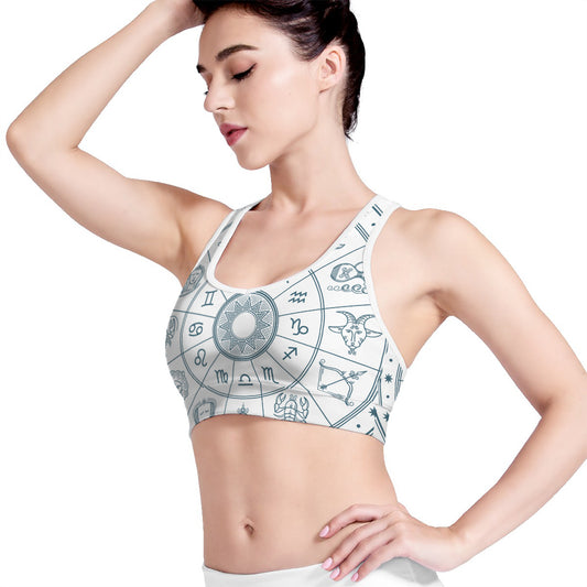 Zodiac Astrology Signs Print Women's Sports Bra