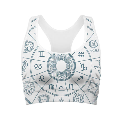 Zodiac Astrology Signs Print Women's Sports Bra